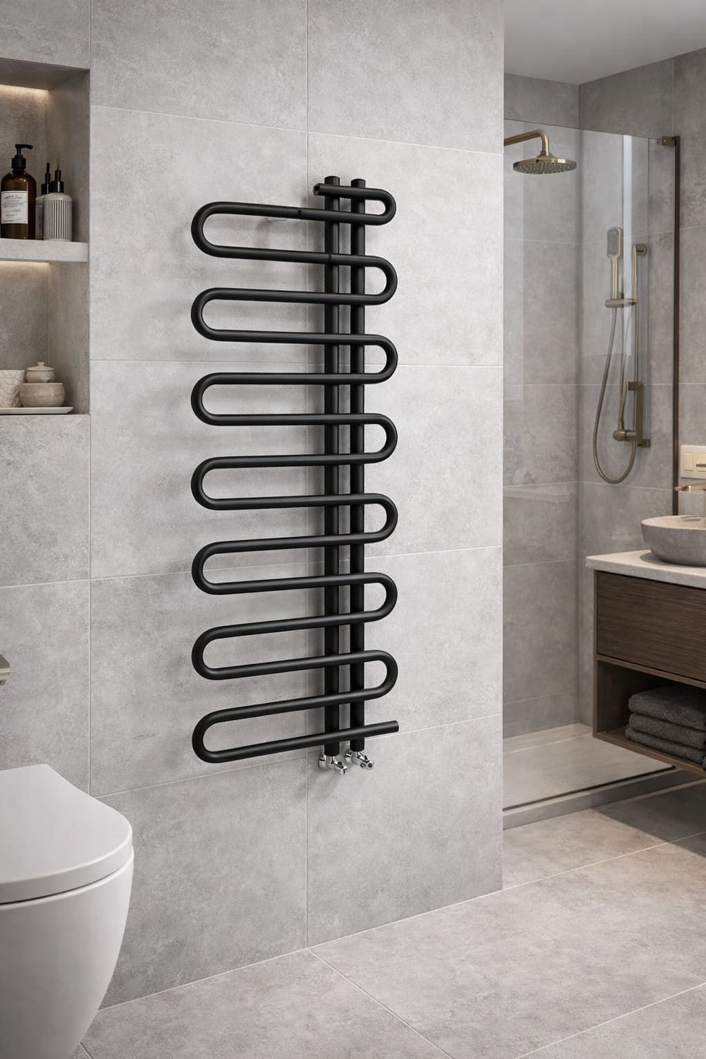 S Shape 1300 steel towel žāvētājs, anthracite