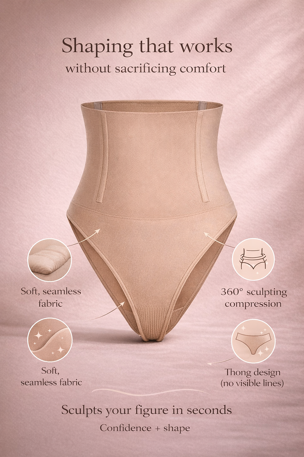 Miniatura: WAIST SNATCH 360™ High Compression Thong with Rods