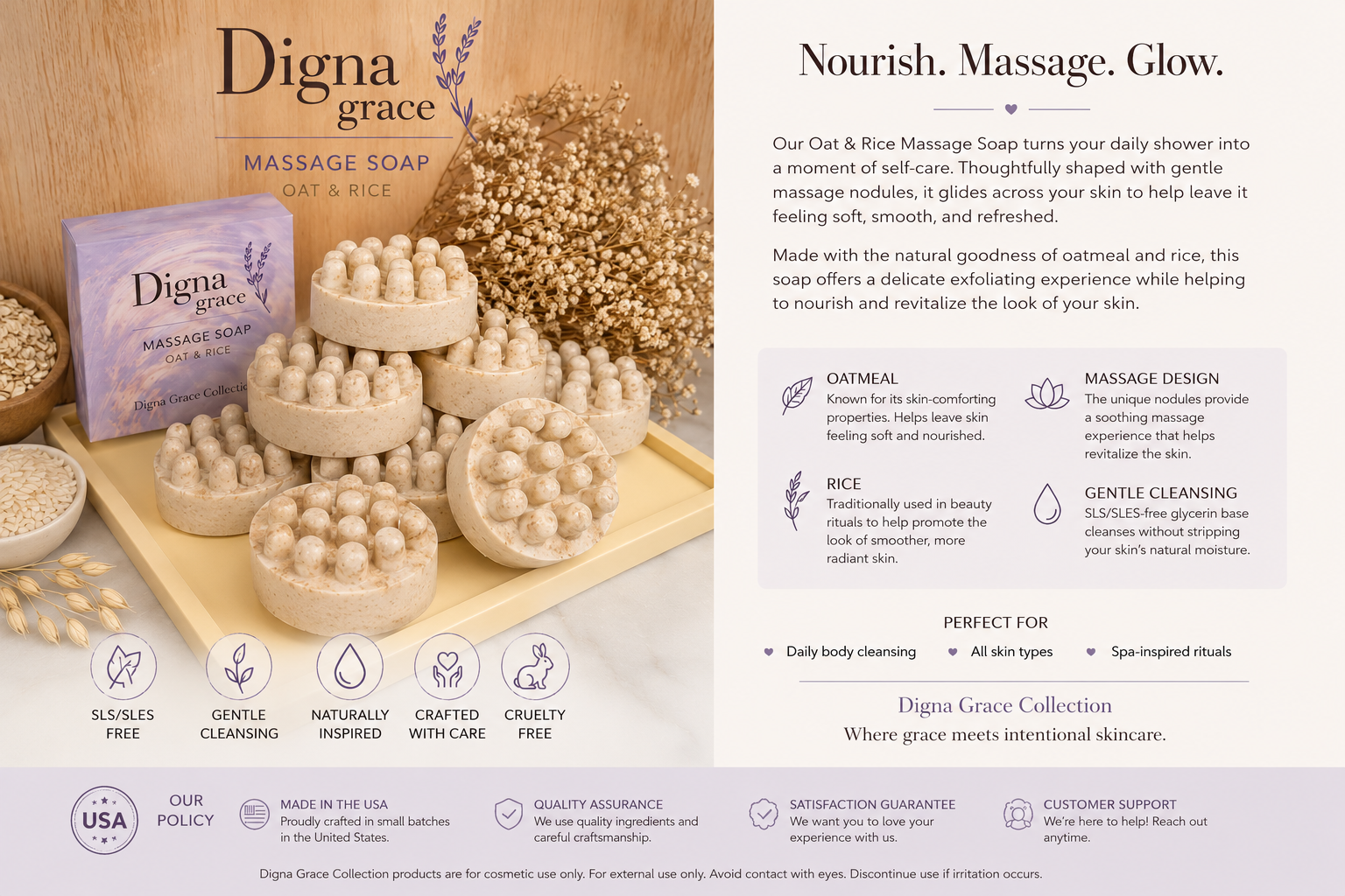 Oat & Rice Massage Soap  Gentle Exfoliation 