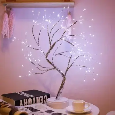Thumbnail: LED Night Light Mini Christmas Tree Copper Wire Garland Lamp