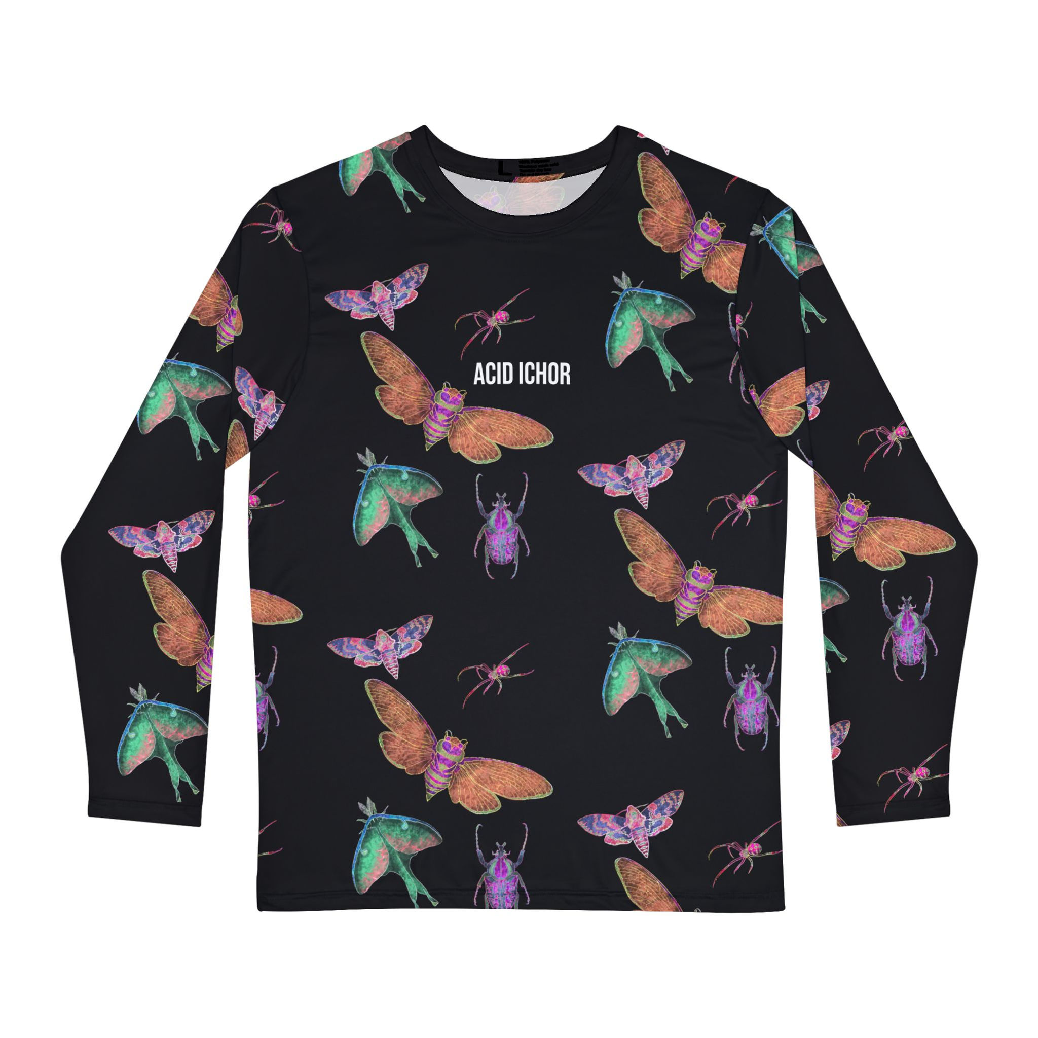 Neon Moths and Beetles Long Sleeve Shirt | All Over Print