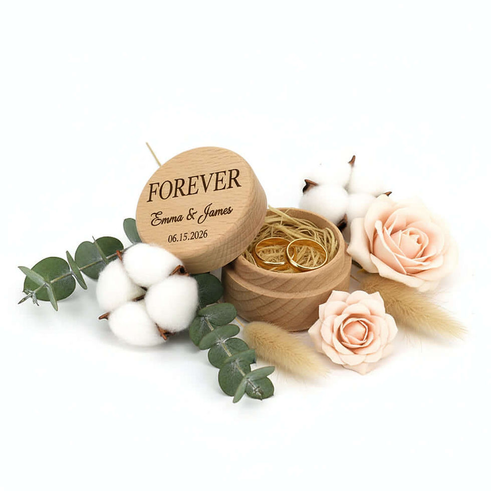 Thumbnail: Custom Engraved Earring Box – Beech Wood Wedding Jewelry Gift Box