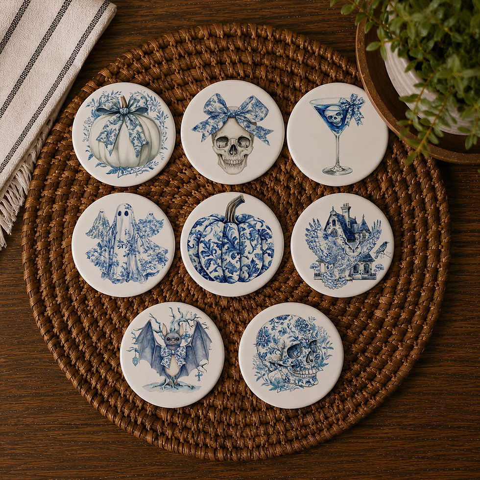 Thumbnail: Chinoiserie Halloween Coasters