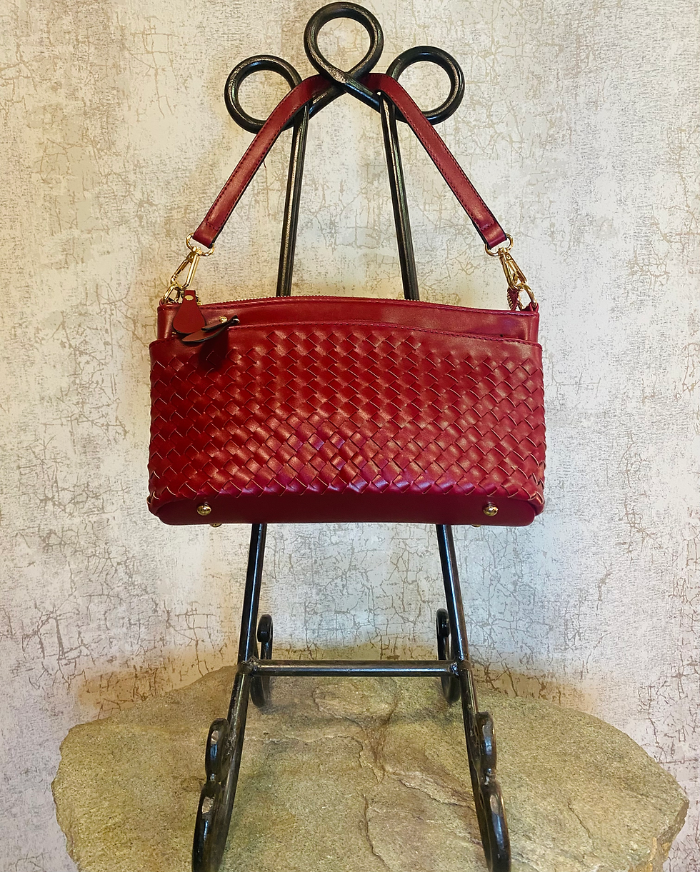 Thumbnail: MC Handbags Woven 3 Zipper Clutch Shoulder/Crossbody