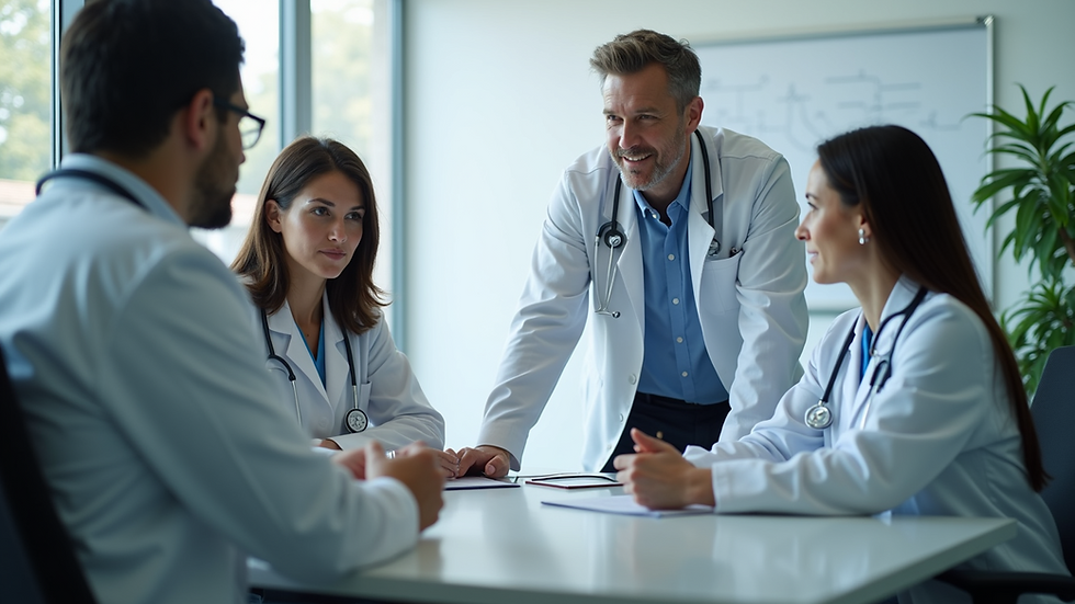 High angle view of a collaborative meeting between healthcare professionals