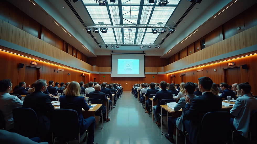 Wide angle view of an academic conference on medical education