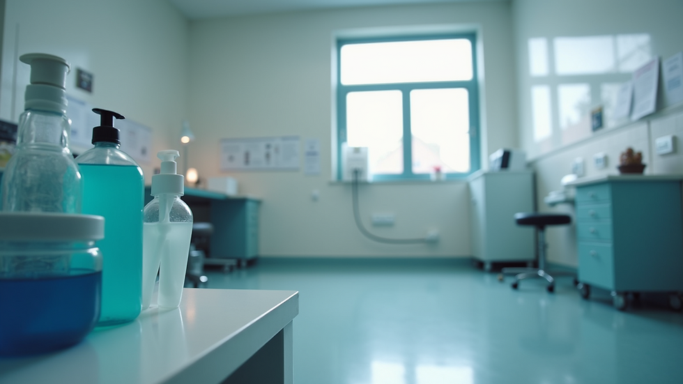 Eye-level view of a doctor’s office with medical supplies