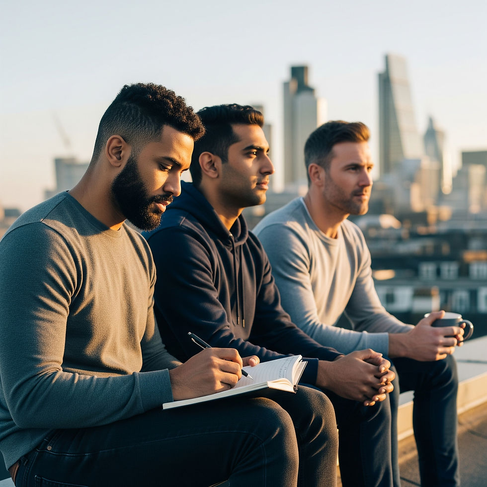 3 men on a rooftop