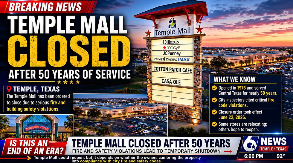 After nearly 50 years of serving Central Texas, Temple Mall has been forced to close following serious fire and safety violations.