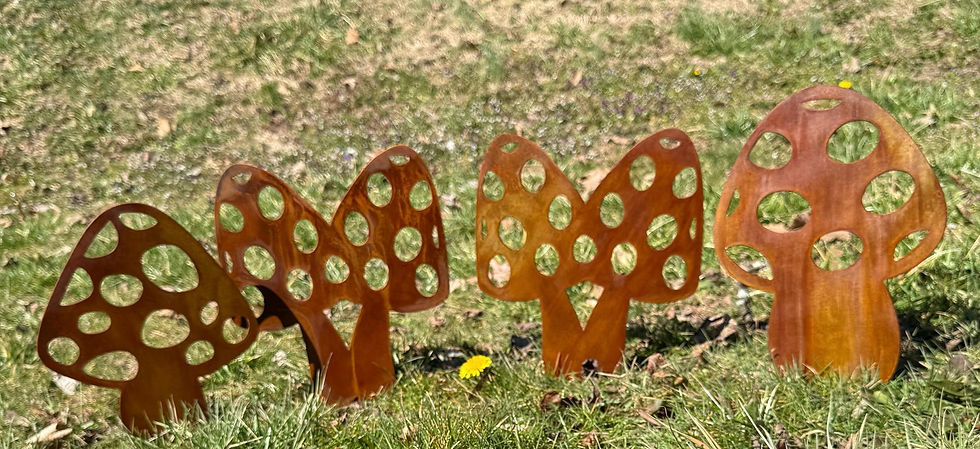 Thumbnail: Set of Rustic mushroom garden stakes