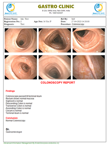 Colonoscopy  endoscopy imaging and reporting software