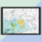 מפת עולם מצוירת עם יבשות וחיות. פרפרי חופש יצירה לחטופים- יצירה להדפסה לילדים.