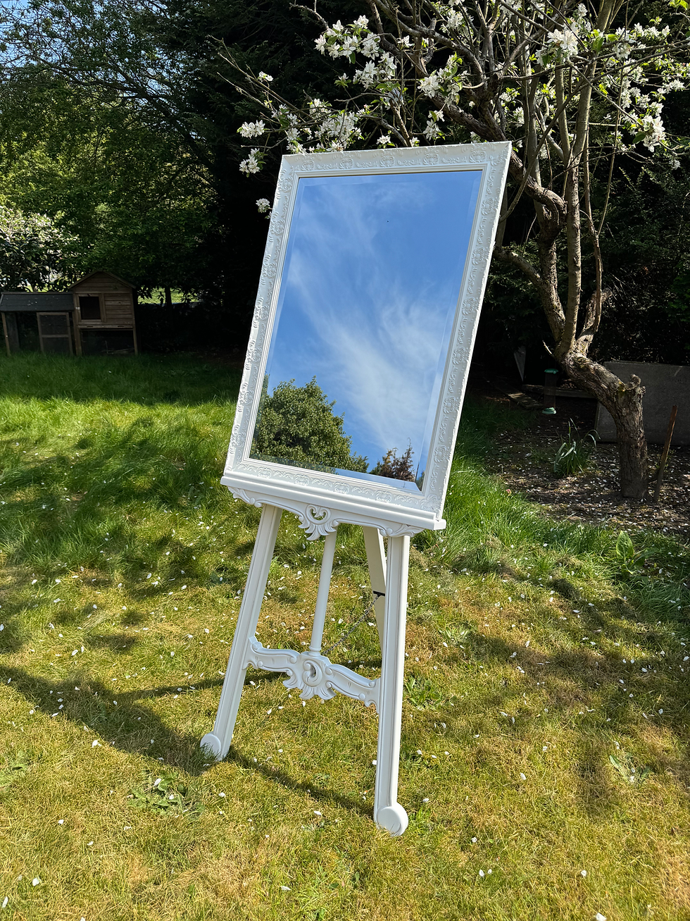 Thumbnail: Large white mirror for One Day Event Hire wedding decor hire in Ipswich Suffolk