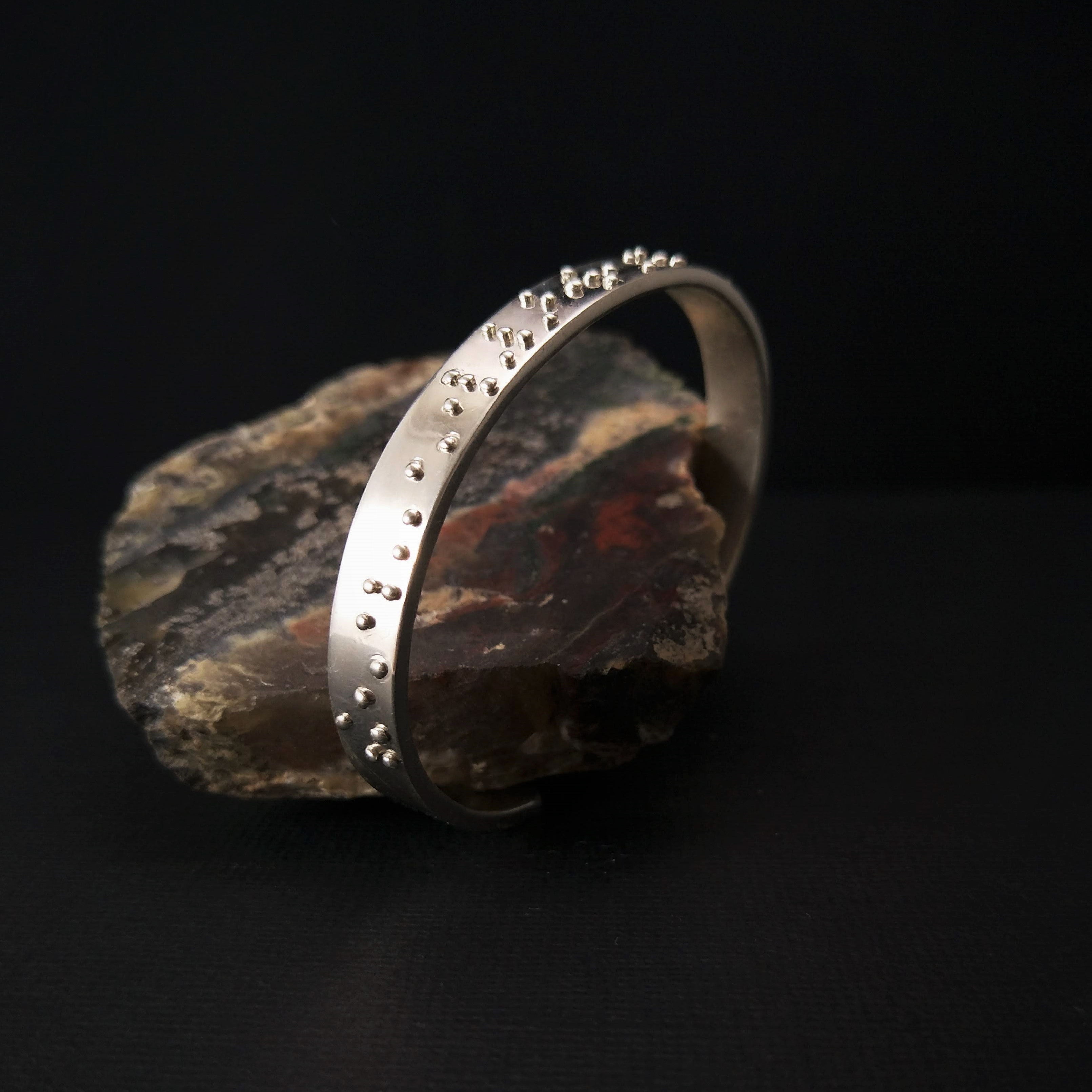 Solid Silver Braille Wrist Cuff