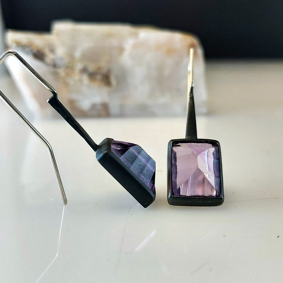Thumbnail: Amethyst Short Drop Earrings