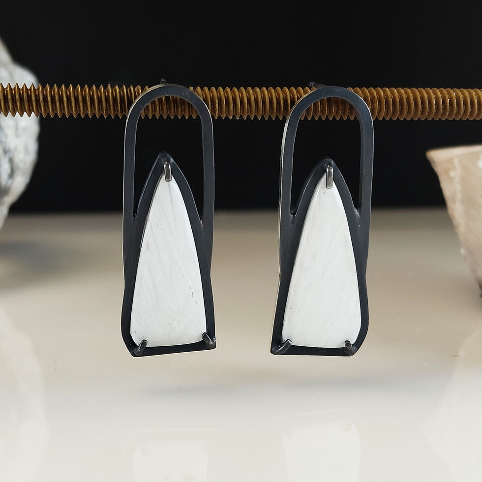 Thumbnail: White Scolecite Arch Earrings, one-of-one