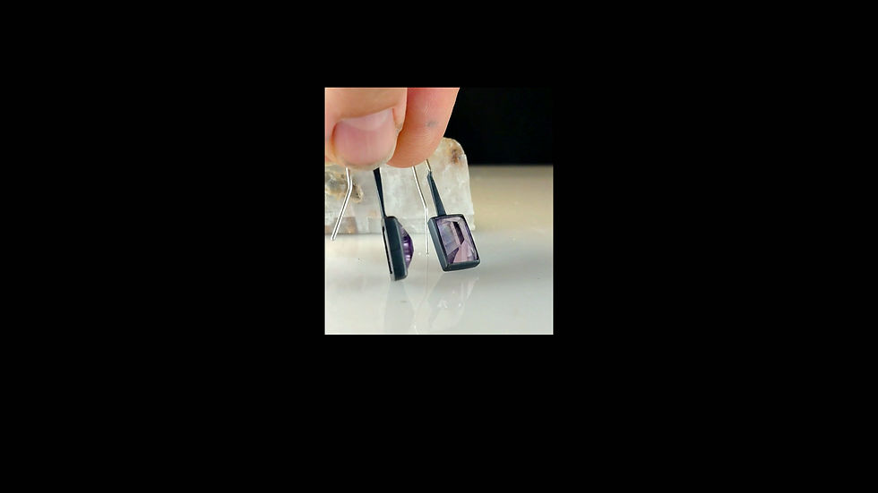 Thumbnail: One-Off Amethyst Short Hook Earrings — Handmade Contemporary Design