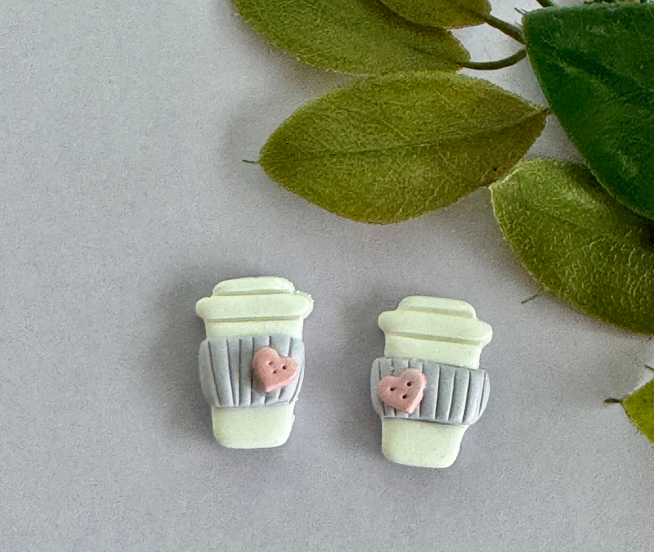 Latte-to go heart earrings