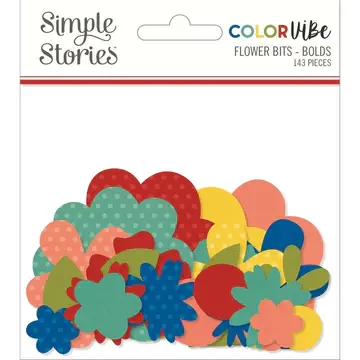 Simple Stories Colour Vibe - Cardstock Flowers Bits  Pieces 143 pack Bold