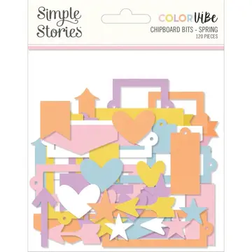 Simple Stories Colour Vibe - Chipboard Bits Pieces 120 pack -Spring