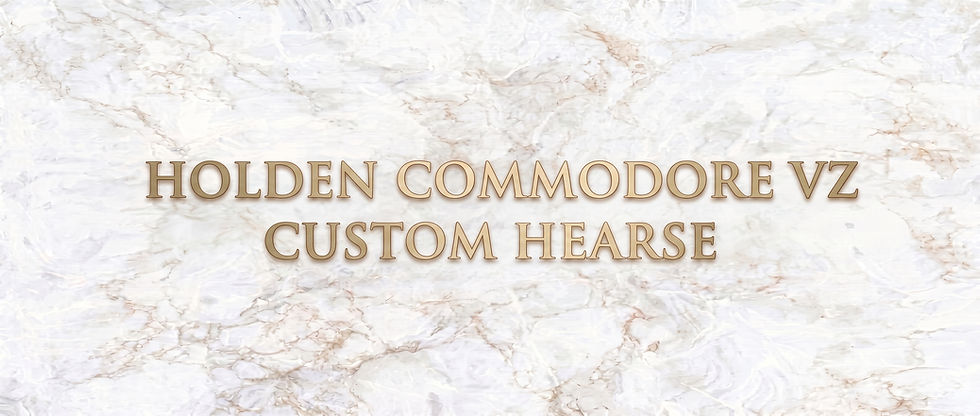 Holden Commodore VZ custom hearse text on marble background