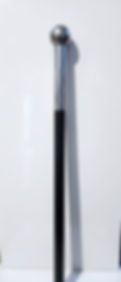 Silver ball top walking cane with black shaft