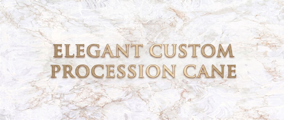 Elegant Custom Procession Cane text on marble background
