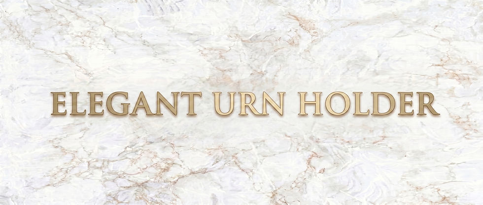 Elegant Urn Holder golden text on white marble background