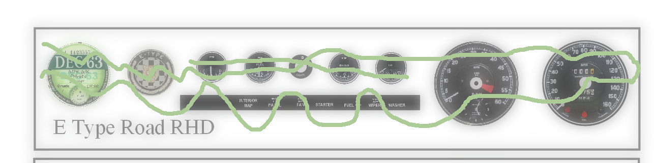 1/8 Revell E Type Jaguar dashboard decals