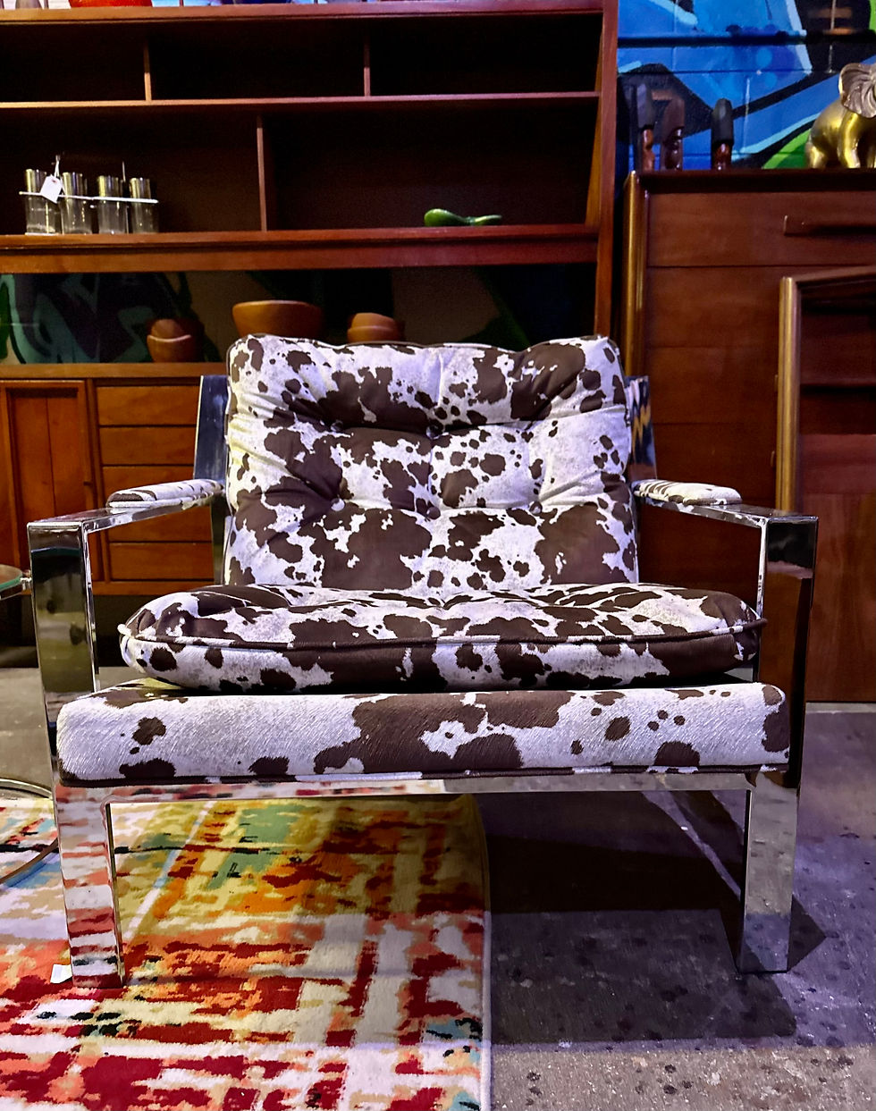 Thumbnail: A pair of Mid-Century modern "Cy Mann" New Upholstery Lounge Chairs.