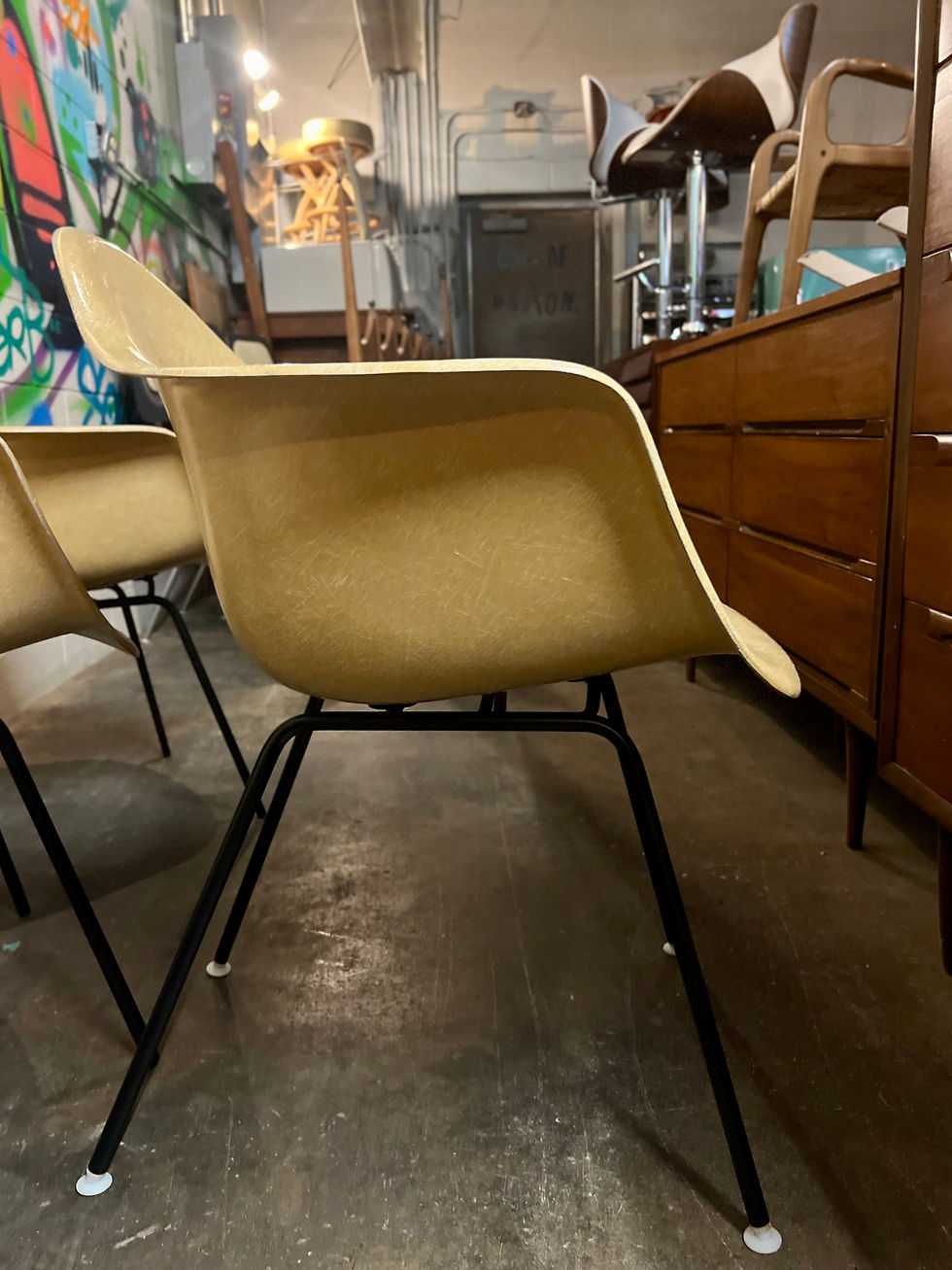 Thumbnail: 4 Charles Eames DAX Chairs "Parchment" Finish for Herman Miller.
