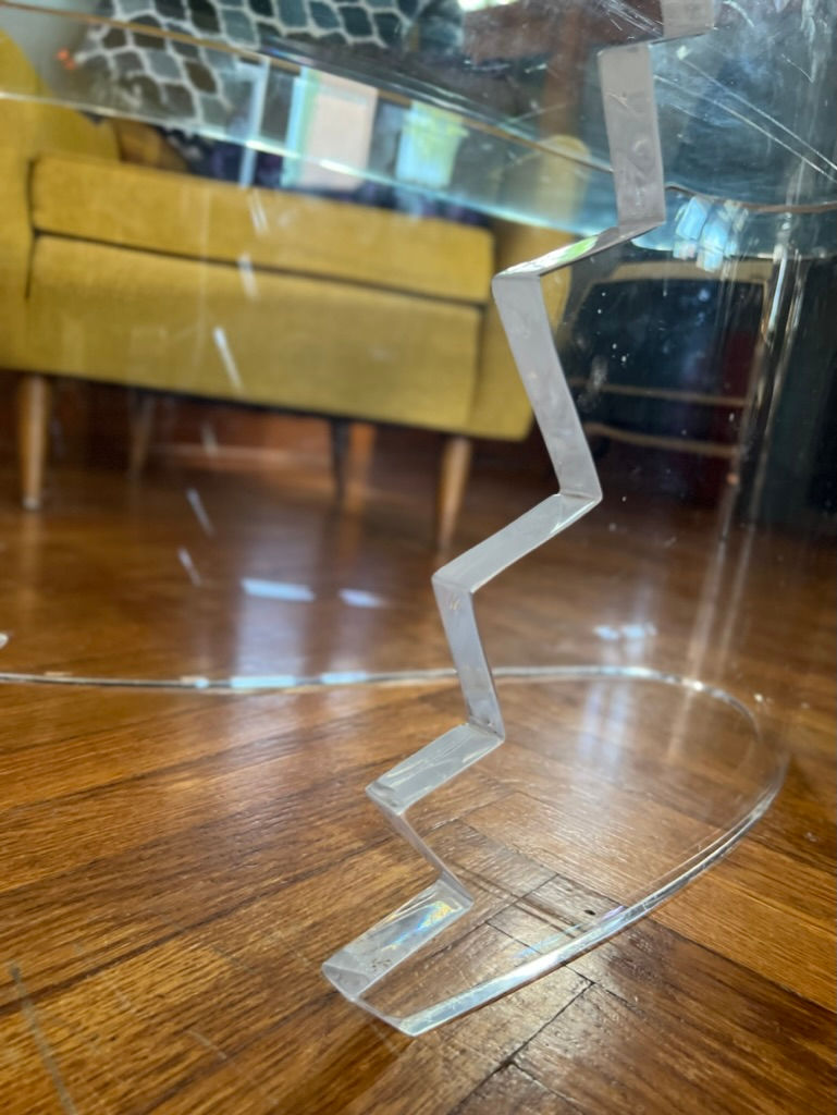 Thumbnail: Vintage Acrylic base with Bean shape Glass Coffee table.