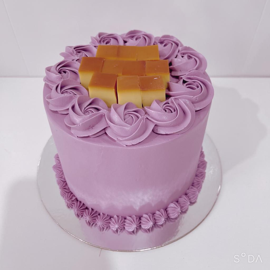 Ube Macapuno Flan with cheese
