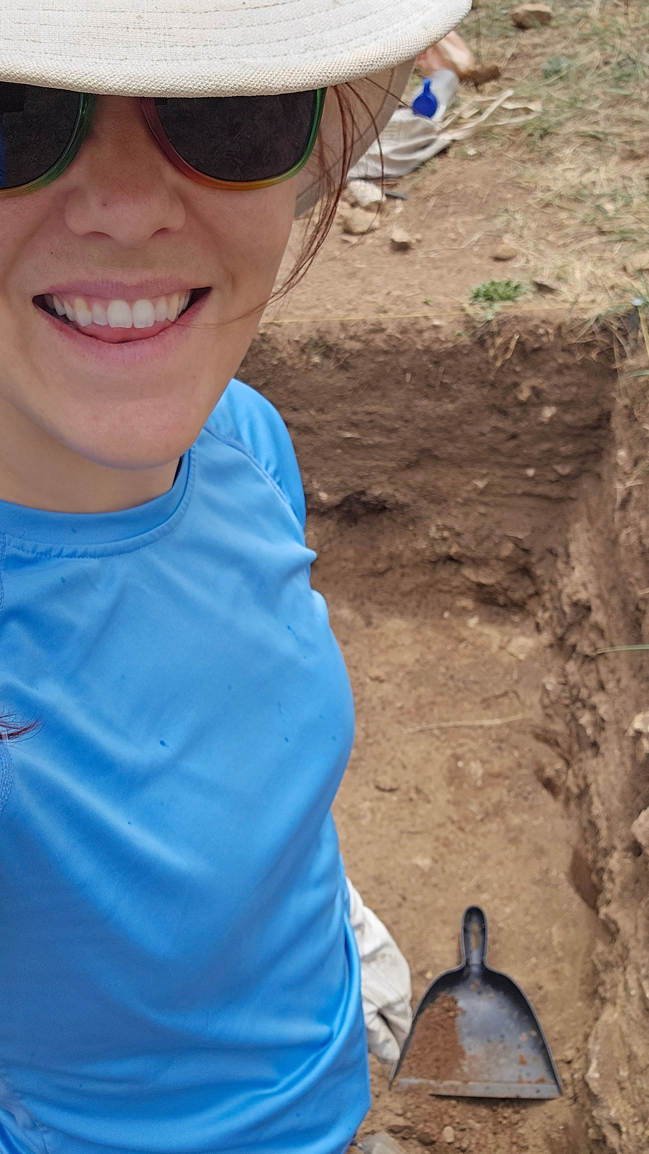 Jasmine in her excavation unit
