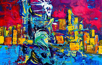 Dusk- Restauration Time - or - Build it up a new, Joe!. (Acryl on Canvas, 40x40x2cm) (Prei
