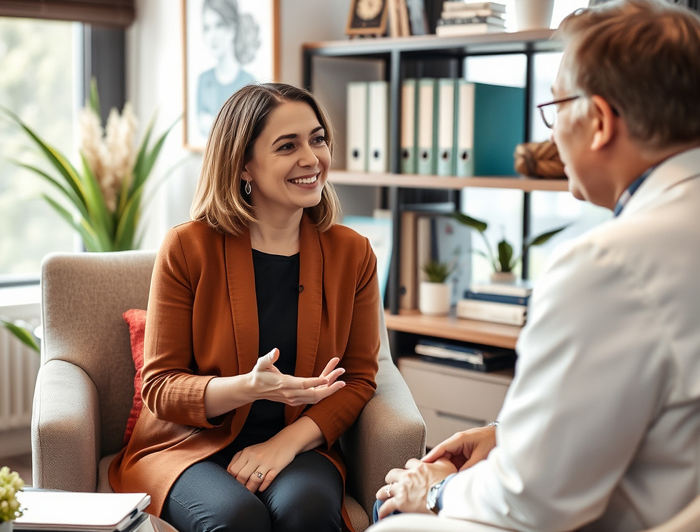 a psychiatrist providing service to a patient in a mental health practice that appears com