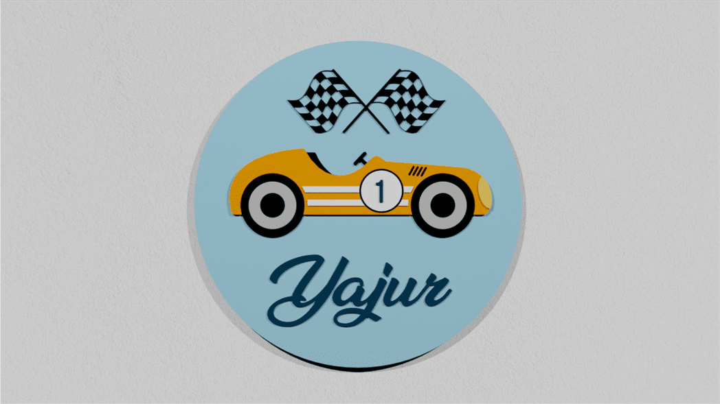 Racing Car - Light Blue & Orange