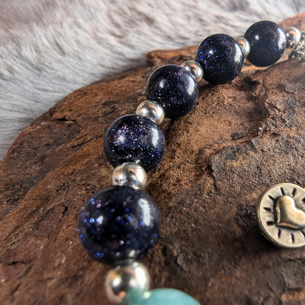 Miniaturbild: Atlantis Armband – Aquamarin und blauer Goldfluss-Sandstein
