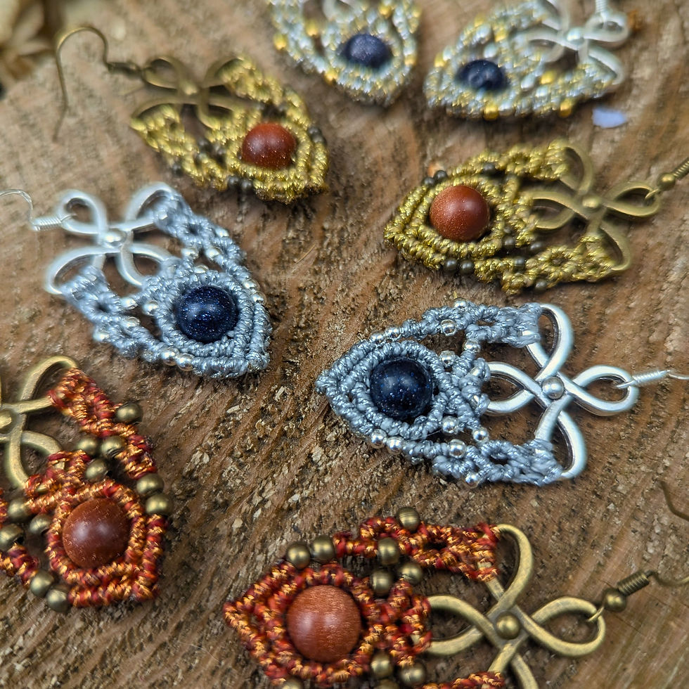 Makramee Ohrringe Metallic Gold, Silber, Kupfer | Boho | Tracht