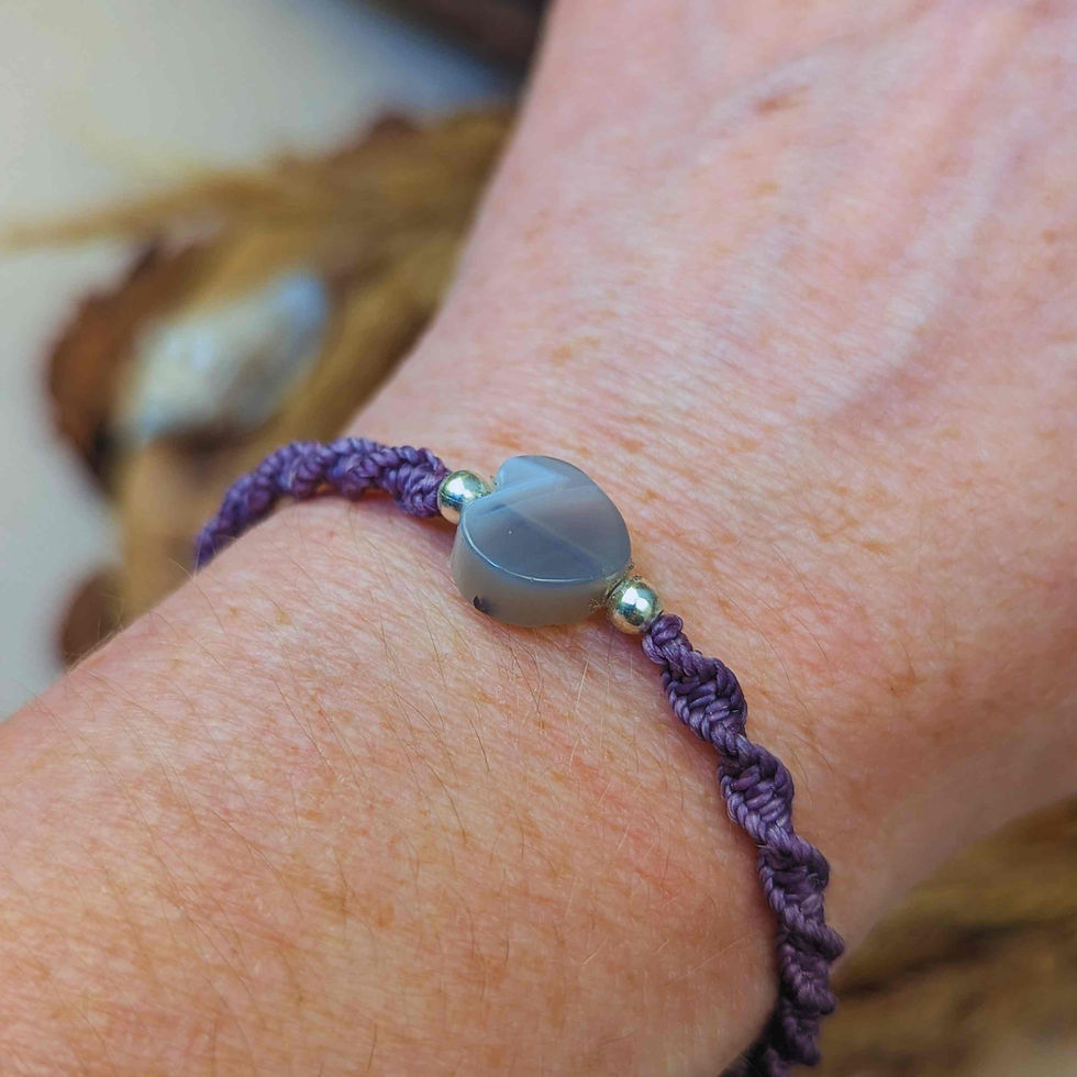 Twist Makramee Herz-Armband in verschiedene Farben | Naturstein