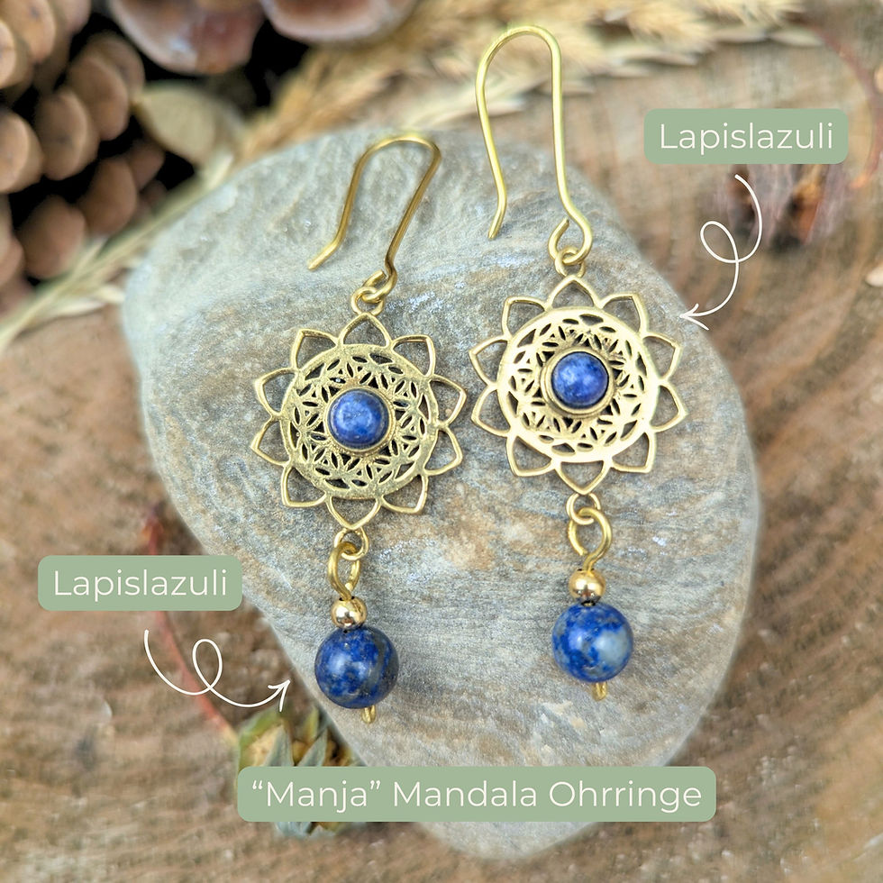 Mandala Makramee Ohrringe "Manja" | Bohemian | Lapislazuli