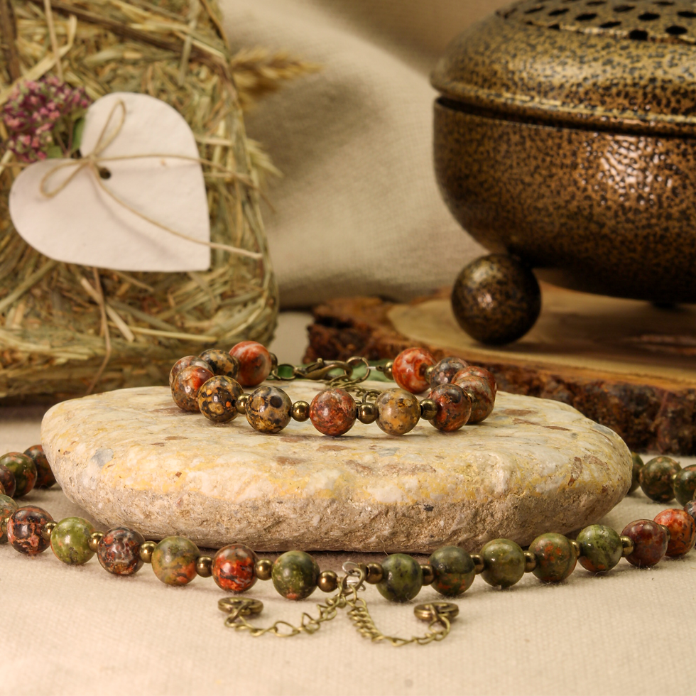 Satori Armband – Natursteinarmband mit Leopard-Jaspis und Unakit