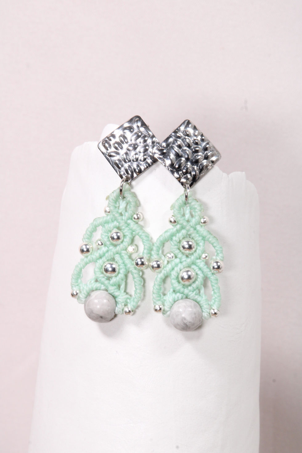 Makramee Ohrringe Farbe mint