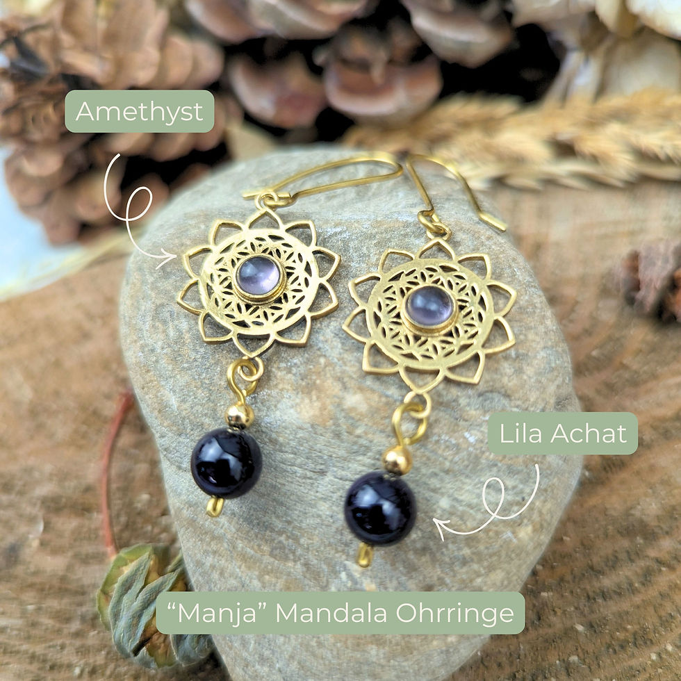 Boho Ohrringe Messing „Manja“ mit Amethyst & lila Achat