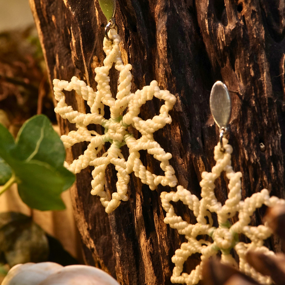 weiße Schneeflocke Makramee-Ohrringe