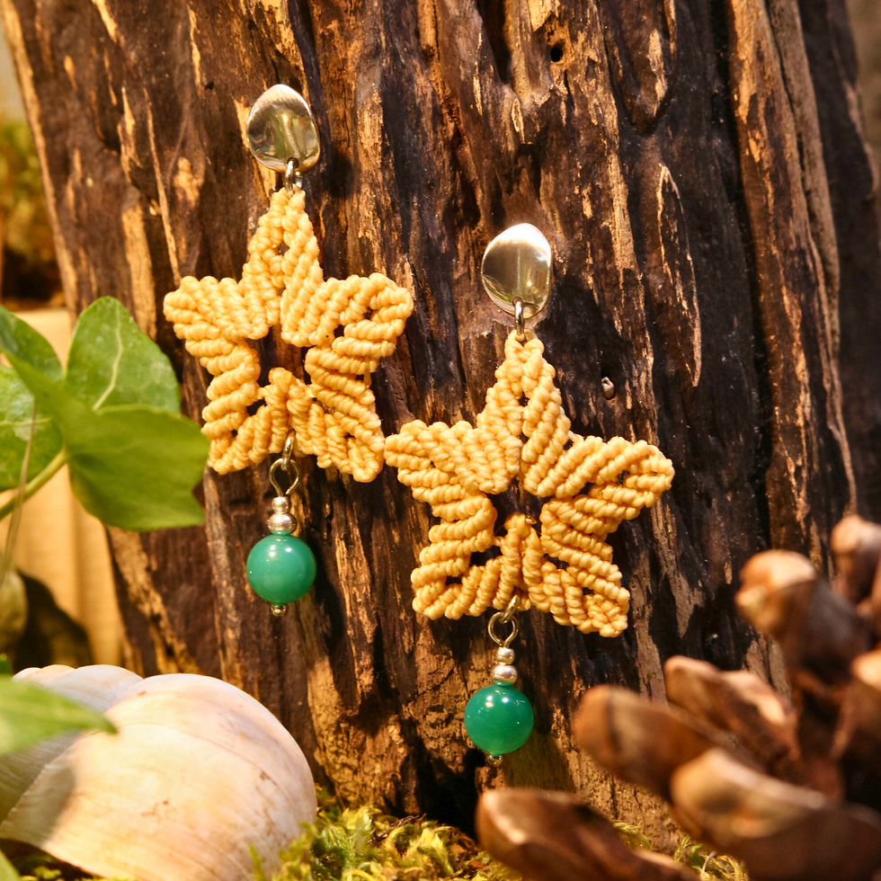 "Star" Makramee Ohrring grüner-Achat