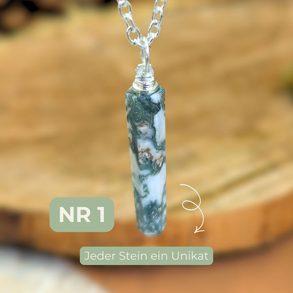 Moosachat Halskette Silber mit Naturstein | Edelstahl