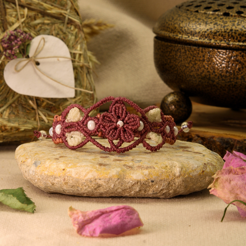 Makramee Armband „Cherry Blossom“