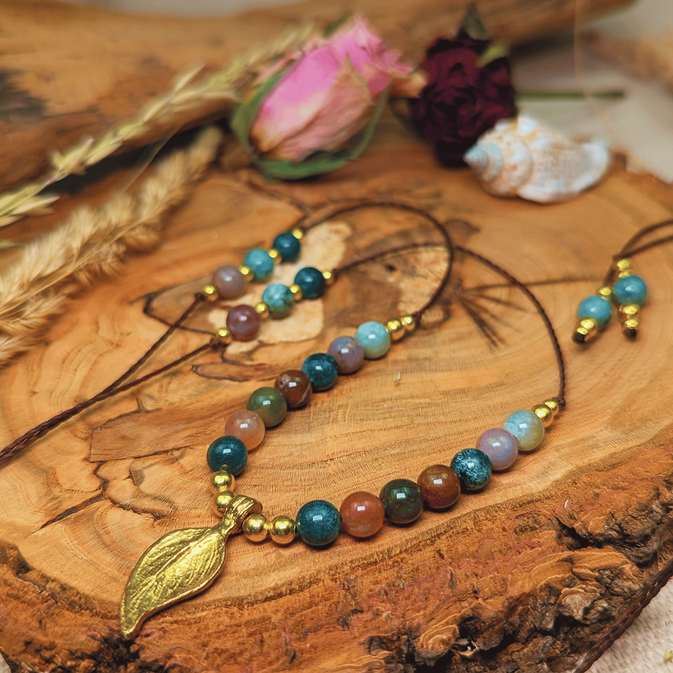 Miniaturbild: Mehrreihige Boho Beach Layering Halsketten – Makramee mit Achat