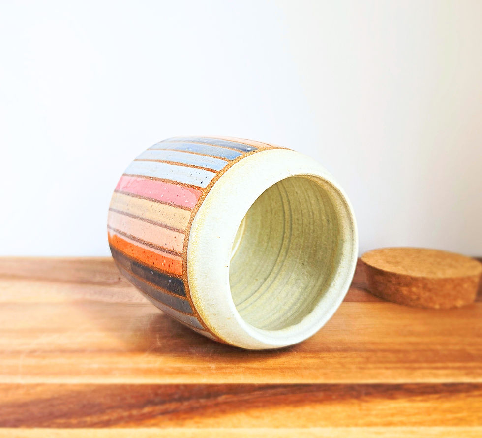 Thumbnail: Striped Canister with Cork Lid